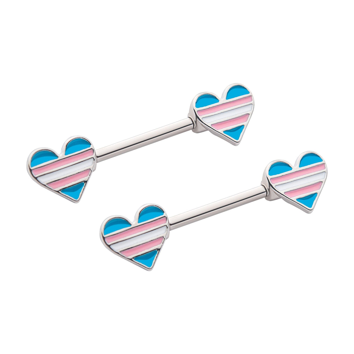 TBD-Nipple Forward Facing Heart Shape Transgender Pride Nipple Barbell -Rebel Bod-RebelBod