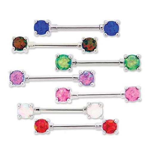 Nipple Barbell Front Facing Nipple Barbell Opal Ends Externally Threaded - 1 Piece -Rebel Bod-RebelBod