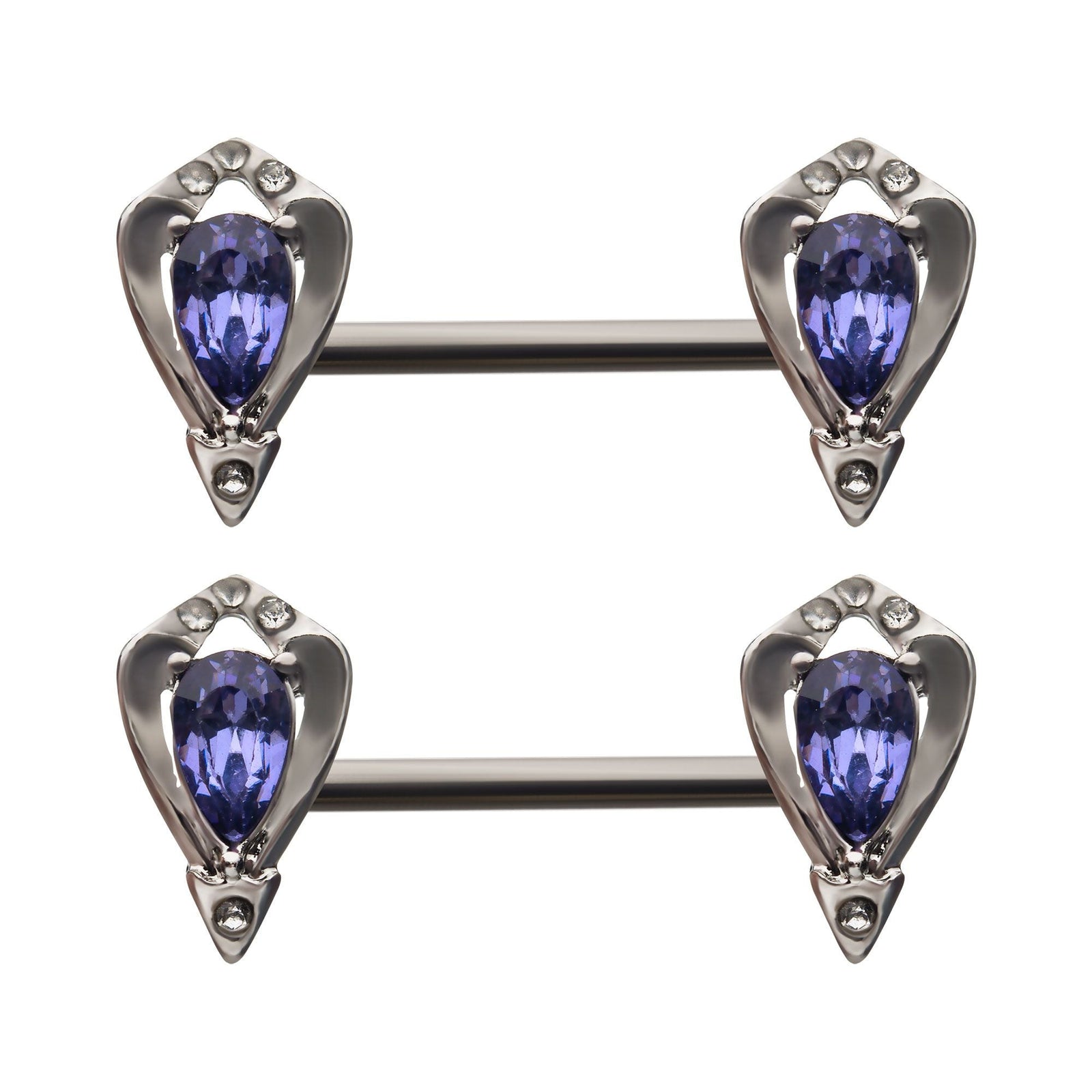 TBD-Nipple Front Facing Tulip Bud Purple Gem Nipple Barbell -Rebel Bod-RebelBod