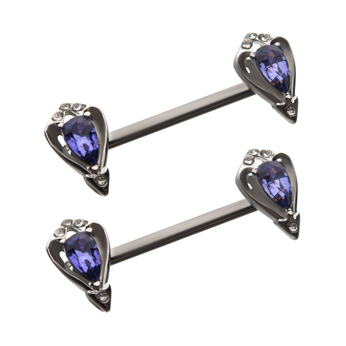 TBD-Nipple Front Facing Tulip Bud Purple Gem Nipple Barbell -Rebel Bod-RebelBod