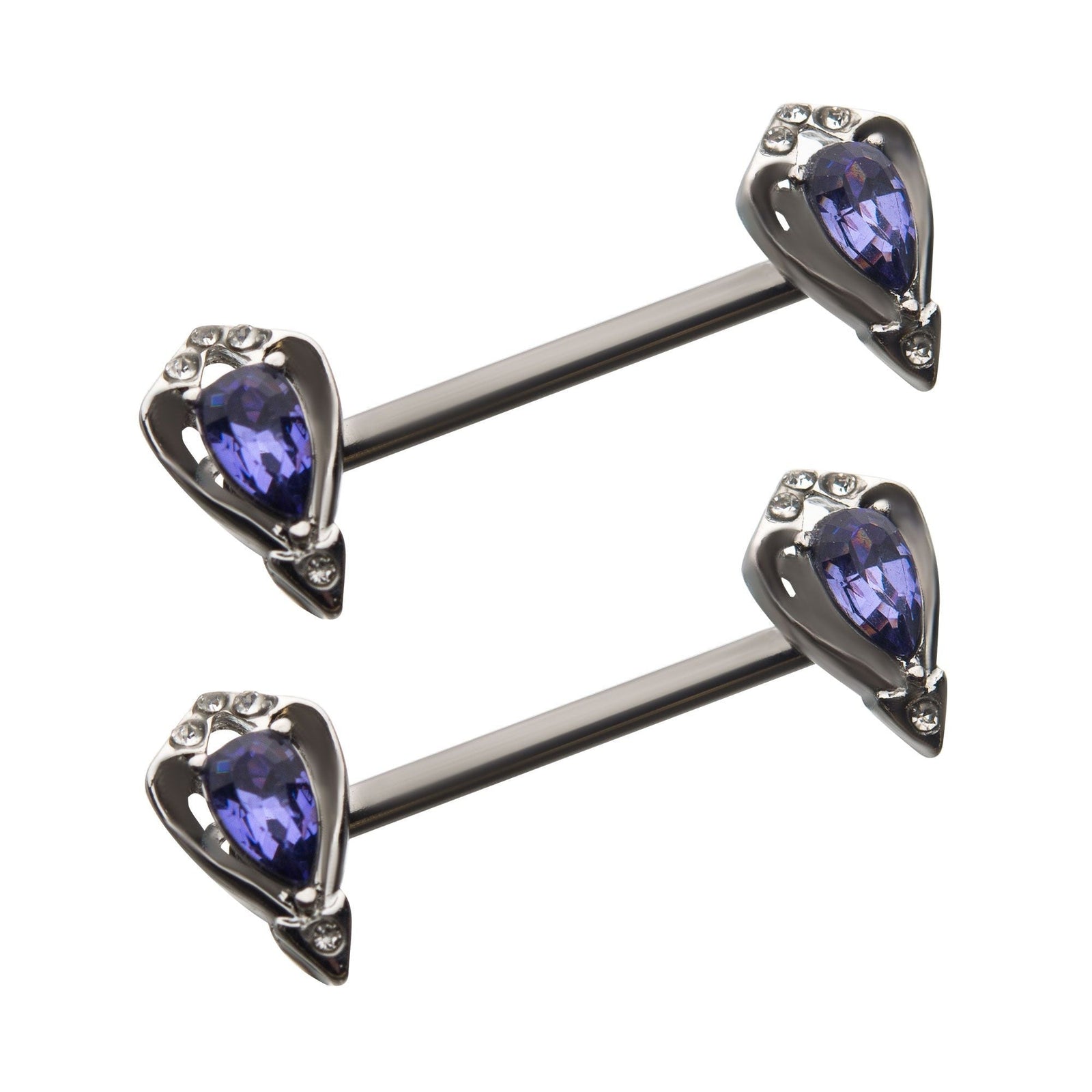 TBD-Nipple Front Facing Tulip Bud Purple Gem Nipple Barbell -Rebel Bod-RebelBod