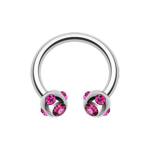 Fuchsia Aurora Gem Ball Horseshoe Circular Barbell