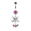 Fuchsia Bow-Tie Heart Belly Button Ring