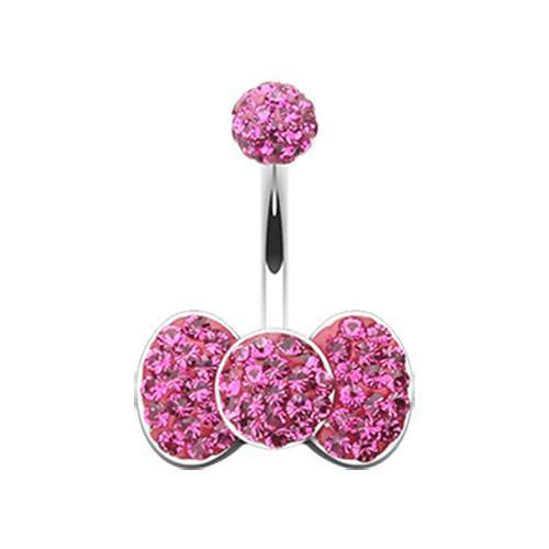 Fuchsia Classic Bow-Tie Multi-Sprinkle Dot Belly Button Ring