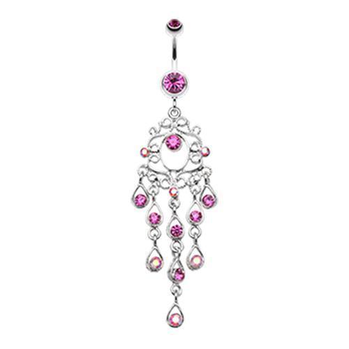Fuchsia Classic Chandelier Sparkle Belly Button Ring