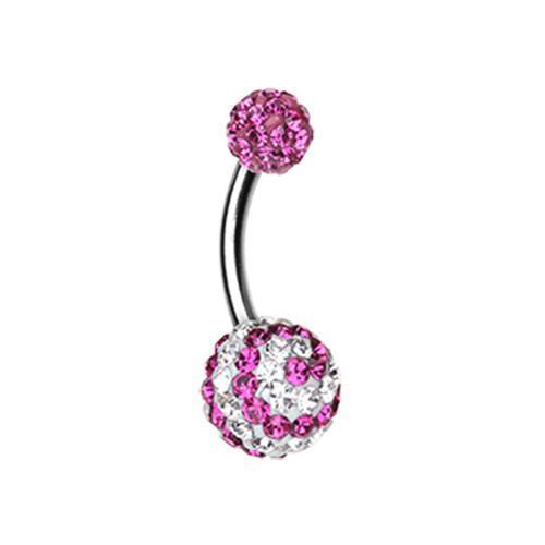 Fuchsia/Clear Dazzling Spiral Multi-Sprinkle Dot Belly Button Ring