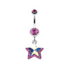 Fuchsia Crystal Star Prism Belly Button Ring