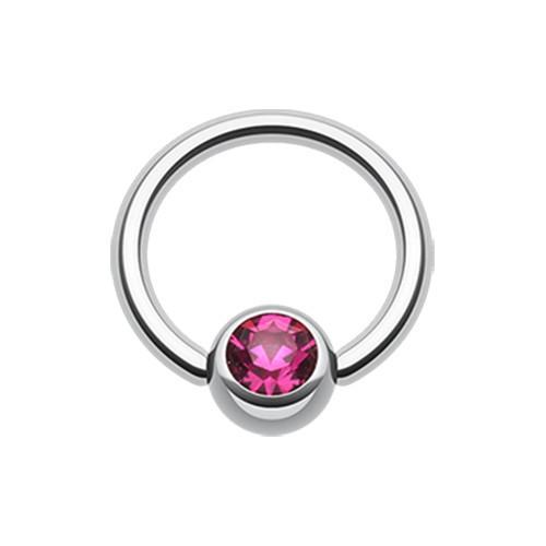 Fuchsia Gem Ball Captive Bead Ring