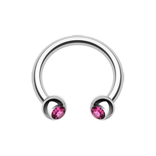 Fuchsia Gem Ball Horseshoe Circular Barbell