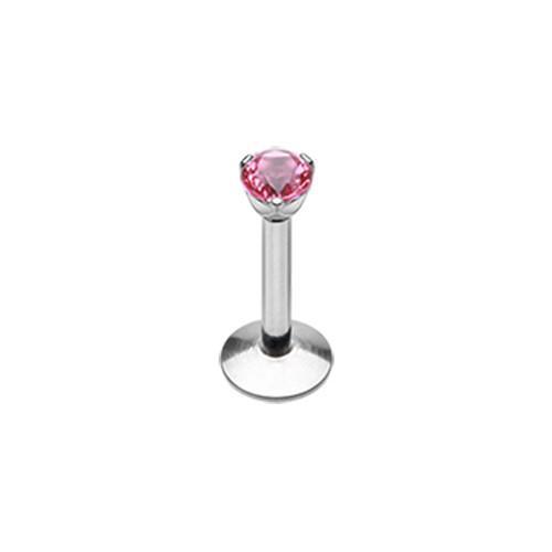 Fuchsia Gem Top Prong Set Steel Labret