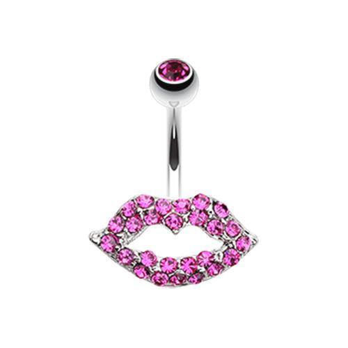 Fuchsia Glamour Sexy Lips Belly Button Ring