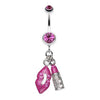 Fuchsia Glamourous Lip and Lipstick Belly Button Ring