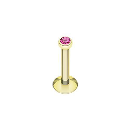 Fuchsia Gold Plated Gem Ball Internally Threaded Labret