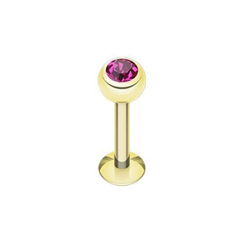 Fuchsia Gold Plated Gem Ball Labret