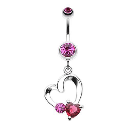 Fuchsia Heart Loop Romance Belly Button Ring