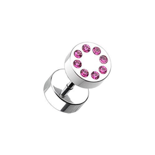 Fuchsia Multi Gem Encircled Fake Plug - 1 Pair