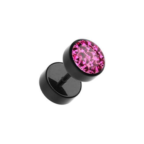 Fuchsia Multi-Sprinkle Dot Multi Gem Black UV Fake Plug - 1 Pair