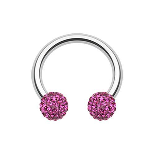 Fuchsia Multi-Sprinkle Dot Multi Gem Horseshoe Circular Barbell