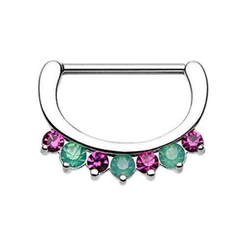 Fuchsia/ Pacific Opal Classic Precious Gem Sparkle Nipple Clicker - 1 Piece