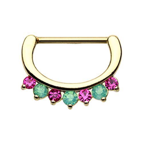 Fuchsia/ Pacific Opal Golden Classic Precious Gem Sparkle Nipple Clicker - 1 Piece