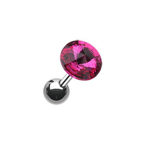 Fuchsia Pointy Faceted Crystal Tragus Cartilage Barbell Earring - 1 Piece