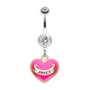 Fuchsia Silver Juicy heart Belly Button Ring