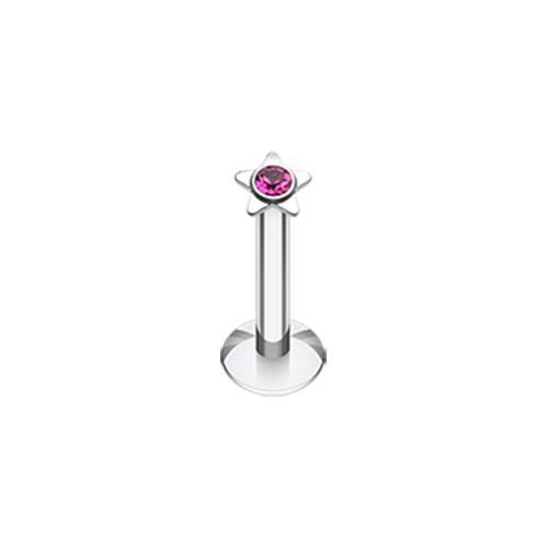 Fuchsia Sparkle Star Top Internally Threaded Labret