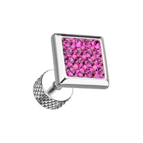 Fuchsia Square Multi-Sprinkle Dot Multi Gem Fake Plug - 1 Pair