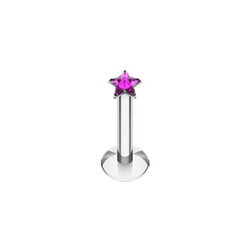 Fuchsia Star Gem Top Internally Threaded Labret