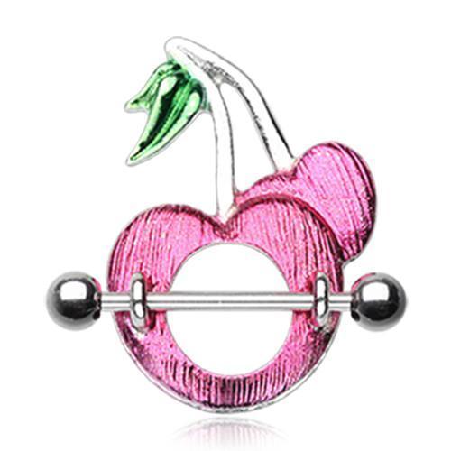 Fuchsia Sweet Cherries Nipple Shield Ring - 1 Piece