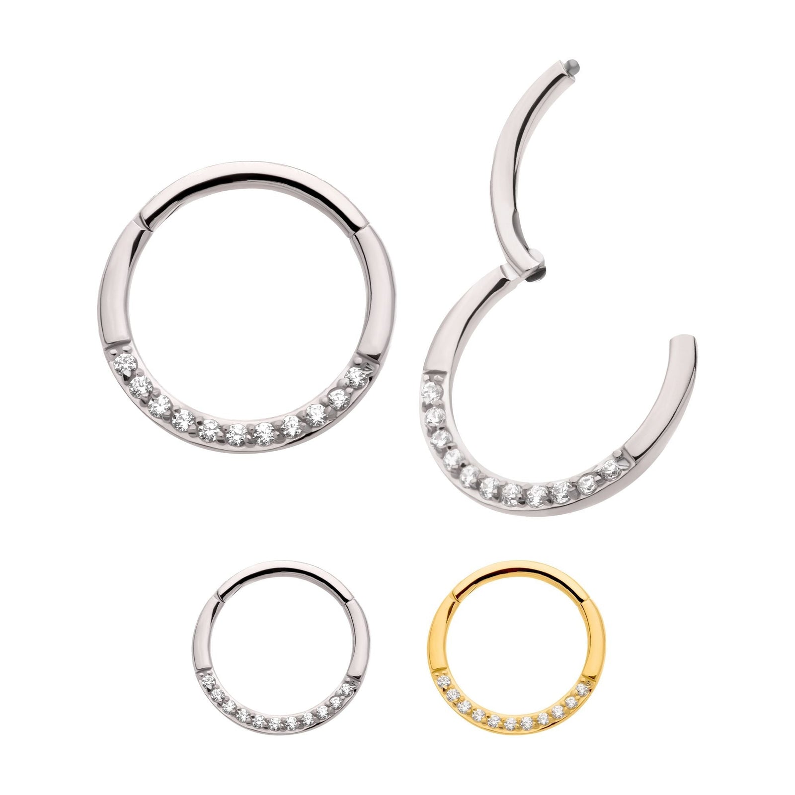SEAMLESS CLICKER Full Clear CZ Eternity Gem Front Facing Hinged Segment Clicker -Rebel Bod-RebelBod