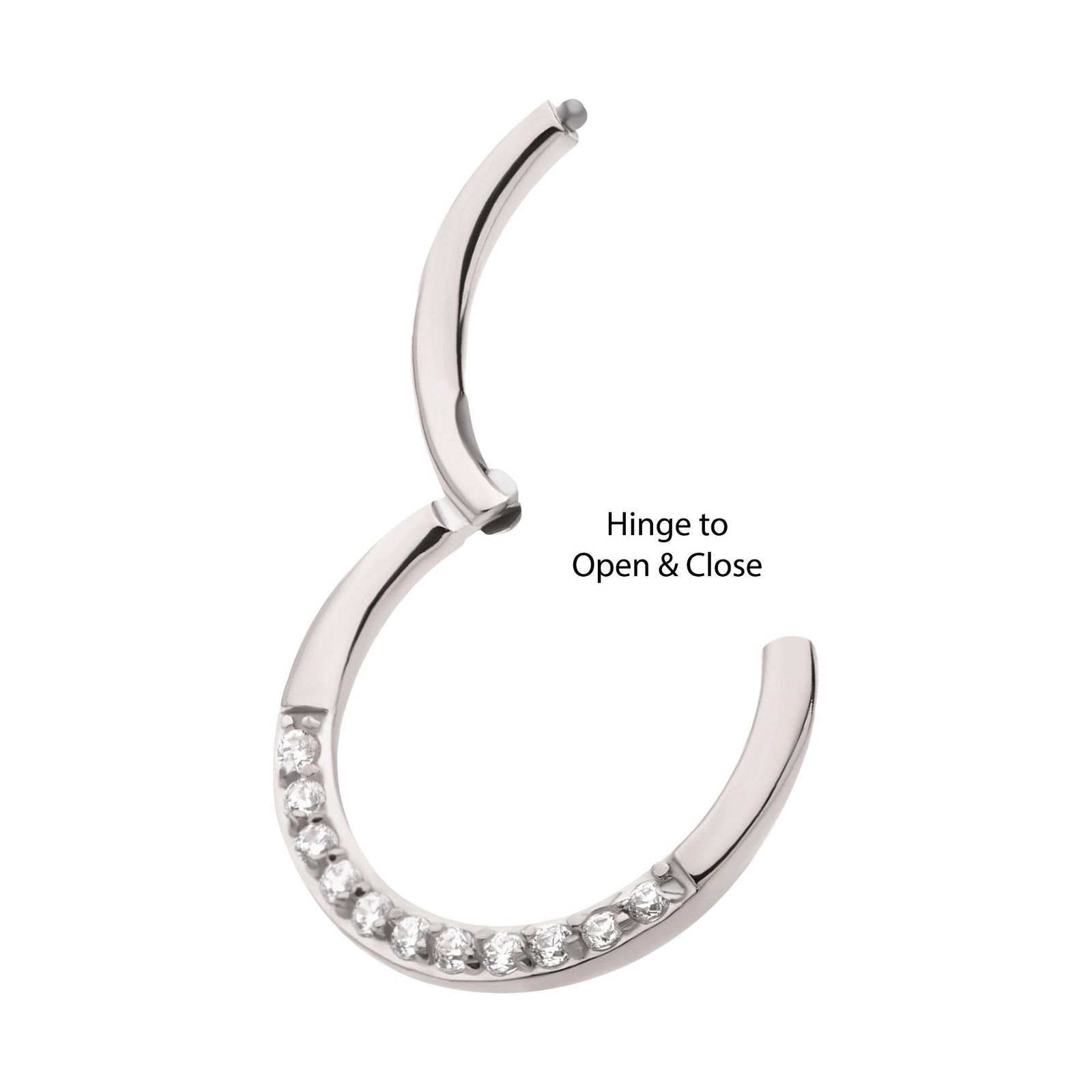 SEAMLESS CLICKER Full Clear CZ Eternity Gem Front Facing Hinged Segment Clicker -Rebel Bod-RebelBod
