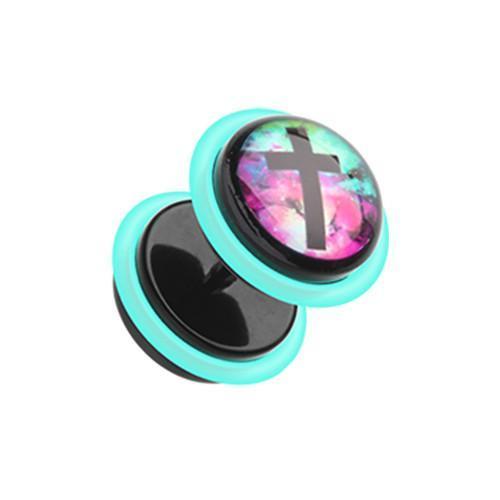 Galaxy Cross Acrylic Fake Plug w/ O-Rings - 1 Pair
