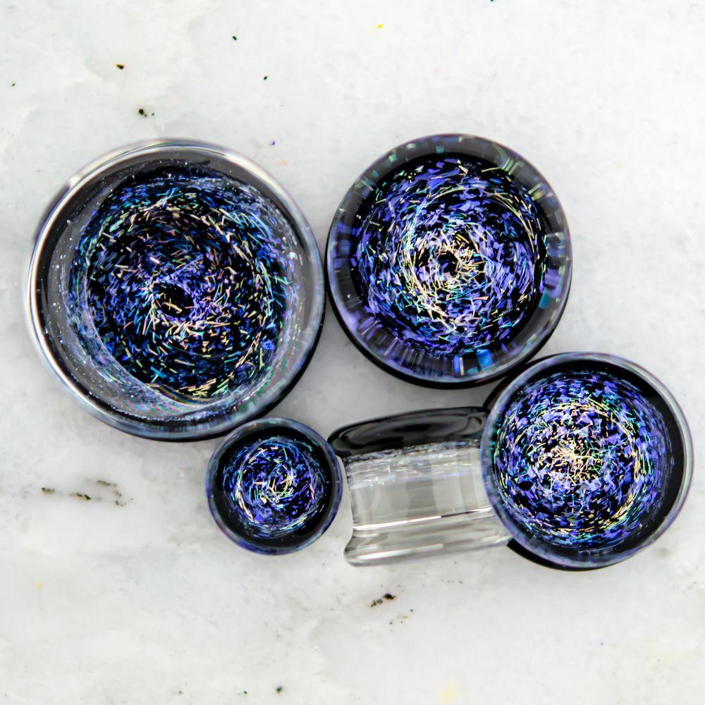 Plugs Earrings - Double Flare Galaxy Dichro Glass Plug Pink Blue - 1 Piece -Rebel Bod-RebelBod