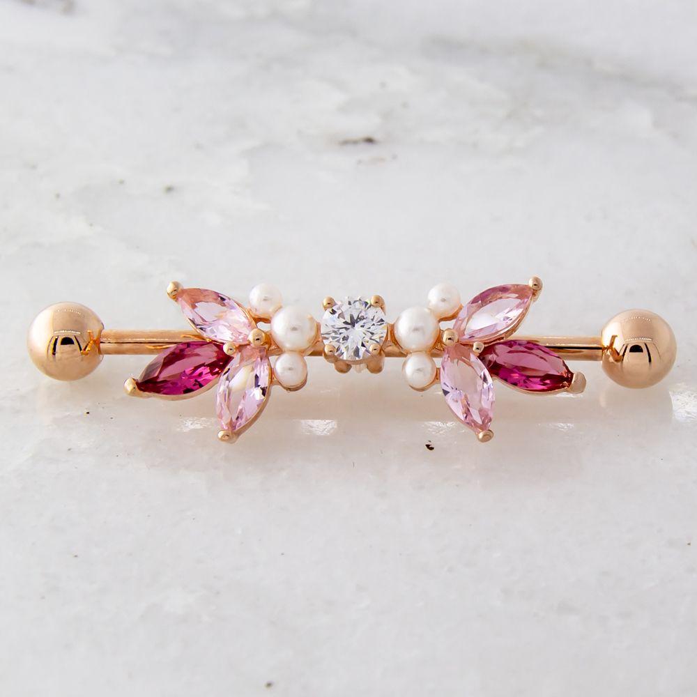 STRAIGHT BARBELL Gem and Pearl Abstract Industrial Barbell - 1 Piece -Rebel Bod-RebelBod