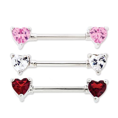 Nipple Barbell Gem Heart Nipple Barbell Externally Threaded - 1 Piece -Rebel Bod-RebelBod