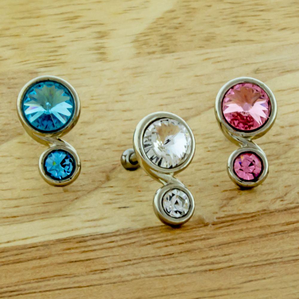 Cartilage Earring - Cartilage Barbell Gem Swirl Ear Barbell - 1 Piece -Rebel Bod-RebelBod