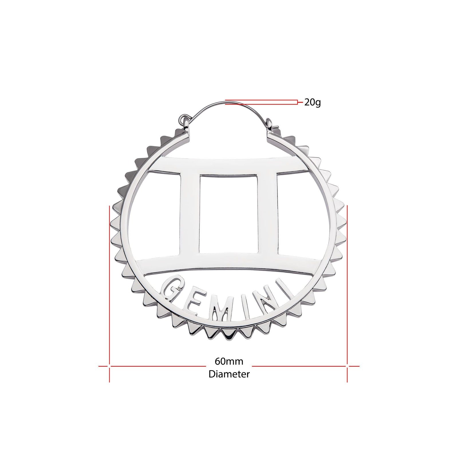 Gemini Zodiac Sign Plug Hoops plghoopz06-pr -Rebel Bod-RebelBod
