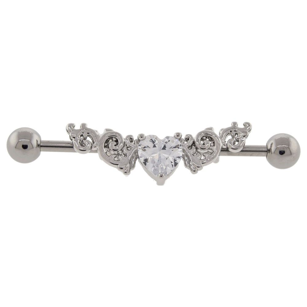 STRAIGHT BARBELL Gemmed Filigree Industrial Barbell - 1 Piece -Rebel Bod-RebelBod