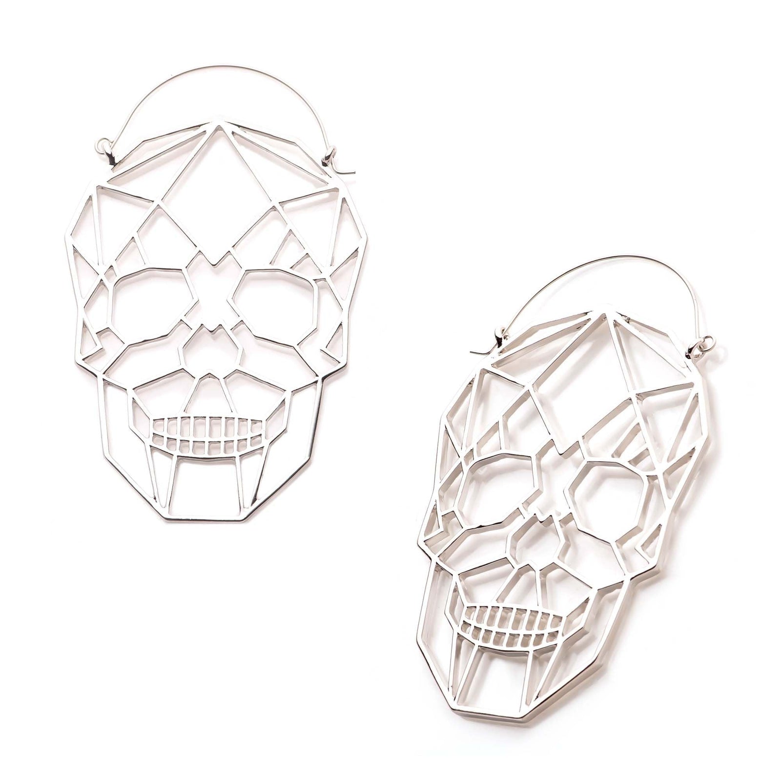 Tapers - Hanging Geometric Cut Out Skull Head Plug Hoops -Rebel Bod-RebelBod