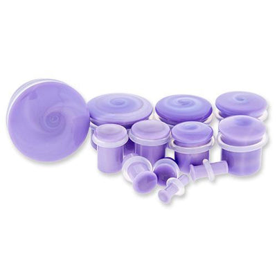 Glass  Single Flare Plug Purple w/ Clear Oring 5/16 Wearable Surface - 1 Piece #SPLT#2