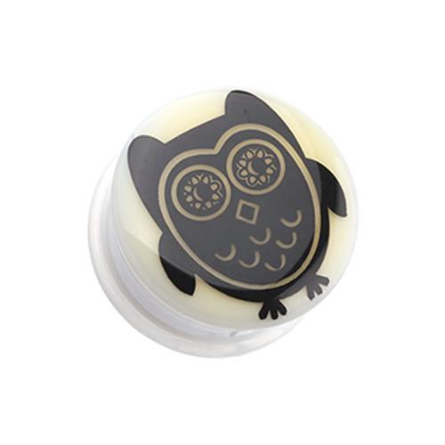 Glow in the Dark Baby Owl Single Flared Ear Gauge Plug - 1 Pair