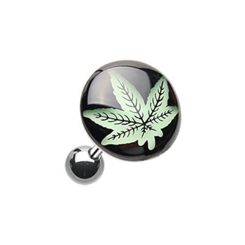 Glow in the Dark Cannabis Weed Tragus Cartilage Barbell Earring - 1 Piece