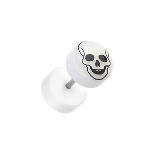 Glow in the Dark Death Skull Acrylic Fake Plug - 1 Pair