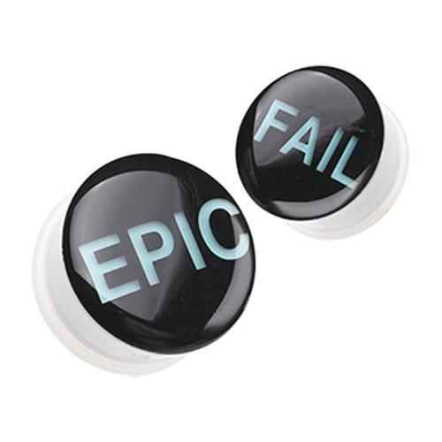 Glow in the Dark Epic Fail Single Flared Ear Gauge Plug - 1 Pair