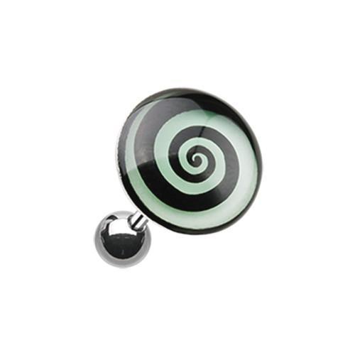 Glow in the Dark Hypnotic Swirl Tragus Cartilage Barbell Earring - 1 Piece
