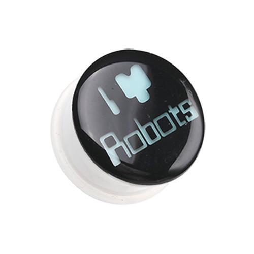 Glow in the Dark I Heart Robots Single Flared Ear Gauge Plug - 1 Pair