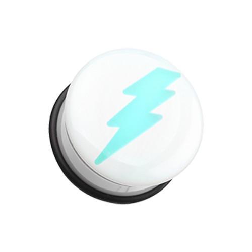 Plugs Earrings - Single Flare Glow in the Dark Lightning Bolt Single Flared Ear Gauge Plug - 1 Pair -Rebel Bod-RebelBod