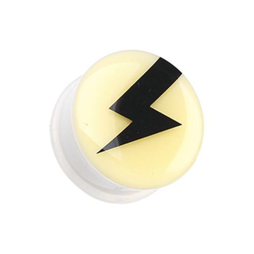 Glow in the Dark Lightning Thunder Single Flared Ear Gauge Plug - 1 Pair