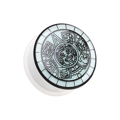 Glow in the Dark Mayan Calendar Single Flared Ear Gauge Plug - 1 Pair